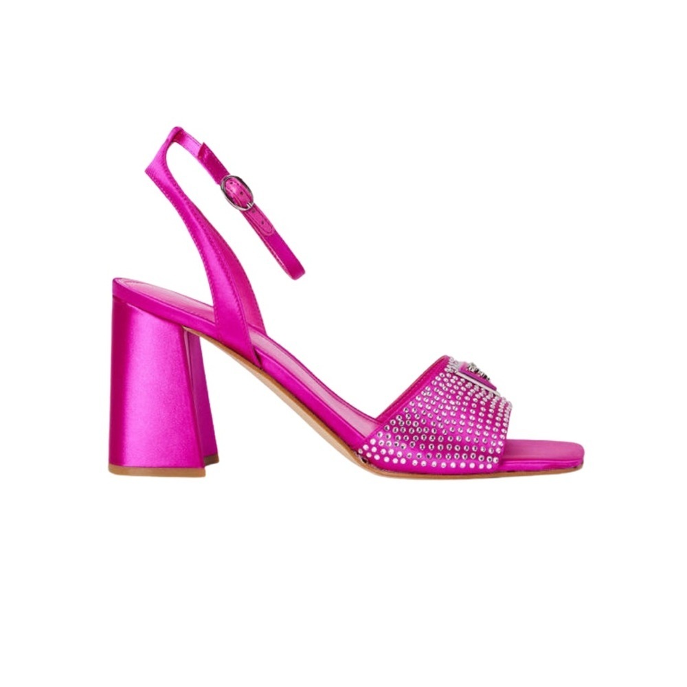 Guess Gelya Embellished Ankle Strap Sandals | Bright Pink | NWT - Picture 2 of 9
